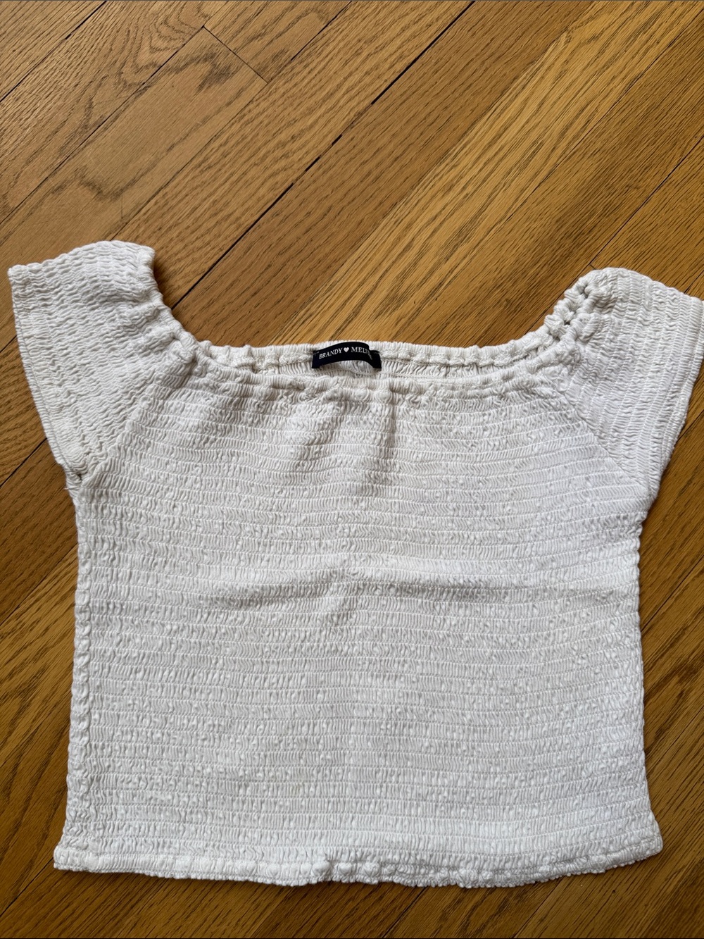 Brandy Melville White Smocked Crop Top